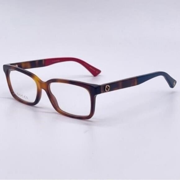 Authentic- New - Gucci GG 0168O 008 Havana EyeglassBlue Red Temple Ti… - Picture 10 of 11